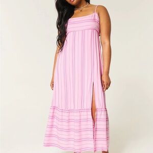 Babydoll Pink Striped Maxi Dress